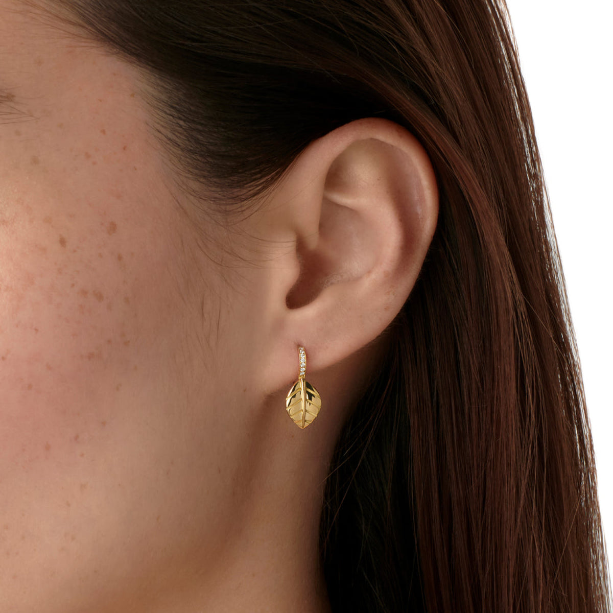 Temple St Clair Jewelry - Argadia 18K Yellow Gold Diamond Leaf Drop Hoop Earrings | Manfredi Jewels