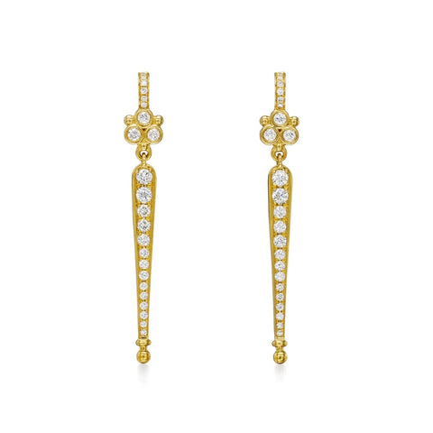 Baton 18K Yellow Gold Diamond Drop Earrings