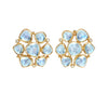 Temple St Clair Jewelry - Blue Moon 18K Yellow Gold Moonstone Diamond Cluster Earrings | Manfredi Jewels