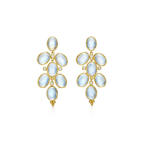 Blue Moonstone Drop 18K Yellow Gold Earrings
