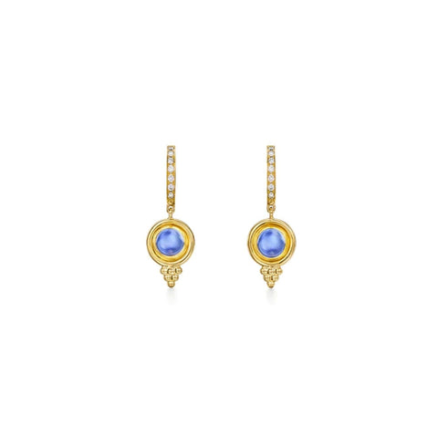 Classic Temple 18K Yellow Gold Lolite Diamond Earrings