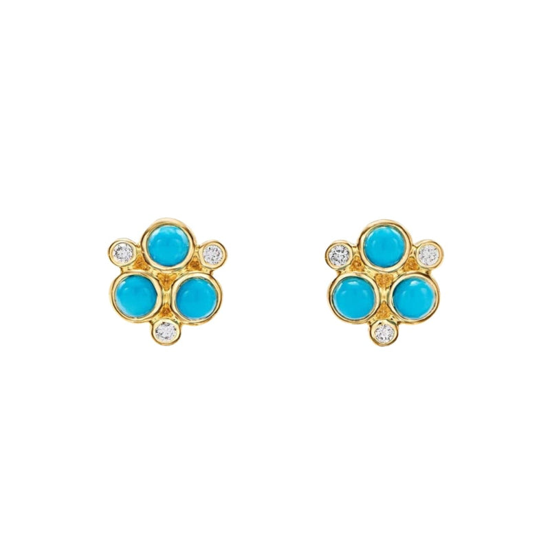 Temple St Clair Jewelry - Classic Trio 18K Yellow Gold Turquoise Diamond Earrings | Manfredi Jewels