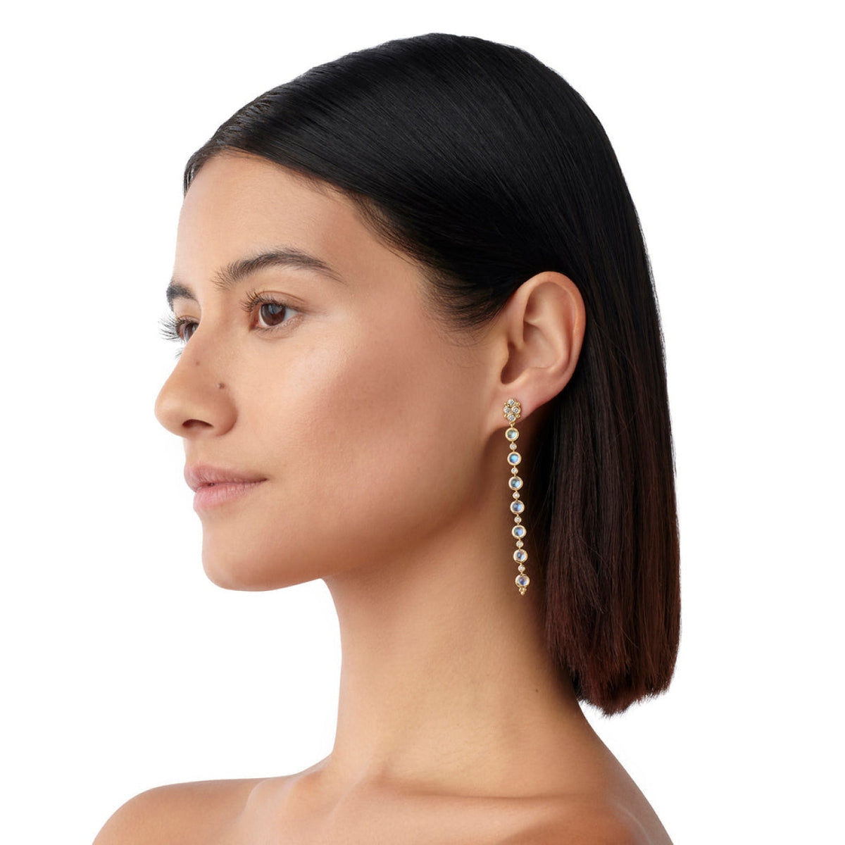Temple St Clair Jewelry - Moonshot 18K Yellow Gold Blue Moonstone & Diamond Drop Earrings | Manfredi Jewels