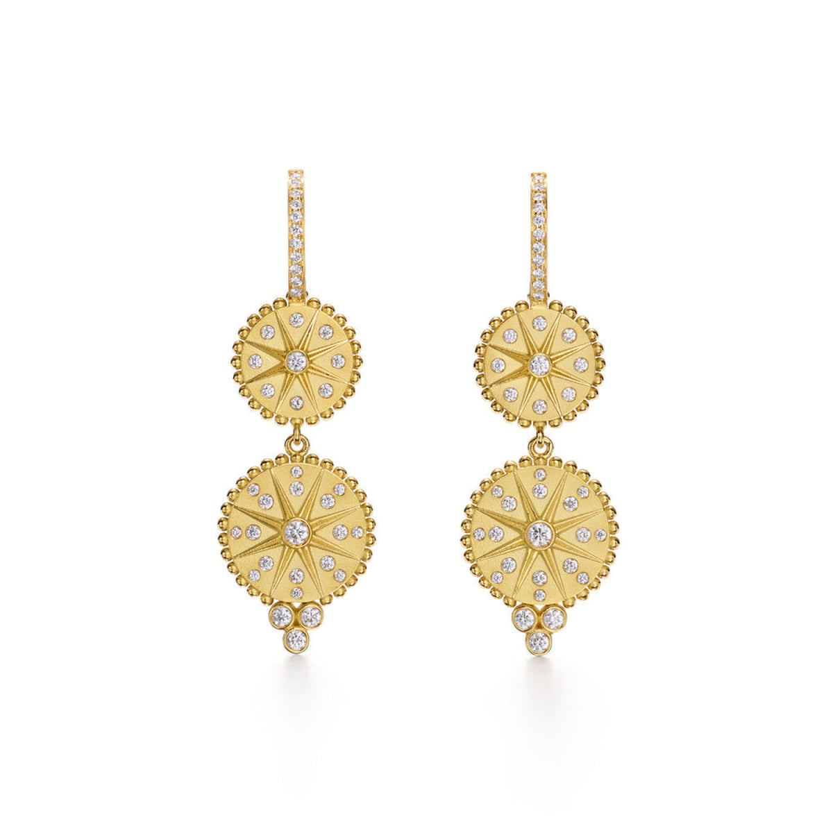 Temple St Clair Jewelry - Orbit 18K Yellow Gold Star Diamond Drop Earrings | Manfredi Jewels