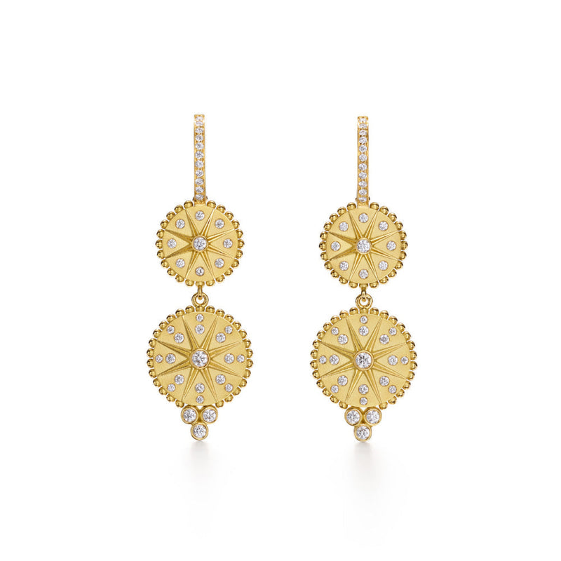 Temple St Clair Jewelry - Orbit Star 18K Yellow Gold Diamond Drop Earrings | Manfredi Jewels