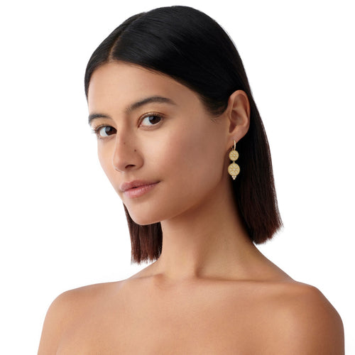 Temple St Clair Jewelry - Orbit Star 18K Yellow Gold Diamond Drop Earrings | Manfredi Jewels