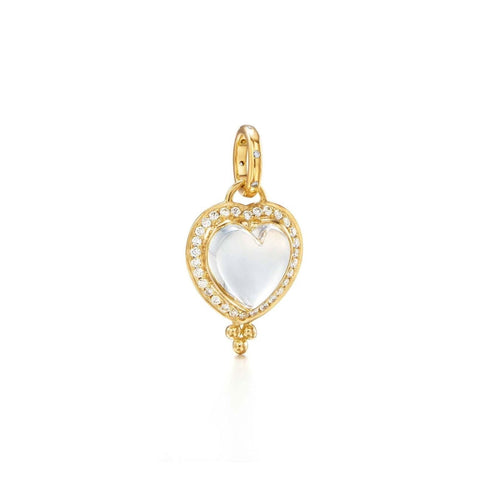 Amulet 18K Yellow Gold Rock Crystal Heart & Diamond Pavé Pendant