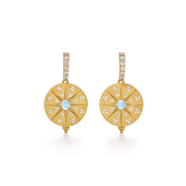 Temple St Clair Jewelry - Mandala 18K Yellow Gold Sole Moonstone & Diamond Earrings | Manfredi Jewels