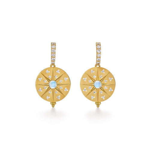 Temple St Clair Jewelry - Sole Mandala 18K Yellow Gold Moonstone Diamond Earrings | Manfredi Jewels