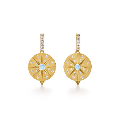 Sole Mandala 18K Yellow Gold Moonstone Diamond Earrings