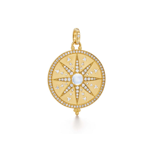 Temple St Clair Jewelry - Sole Mandale 18K Yellow Gold Moonstone Diamond Pendant | Manfredi Jewels