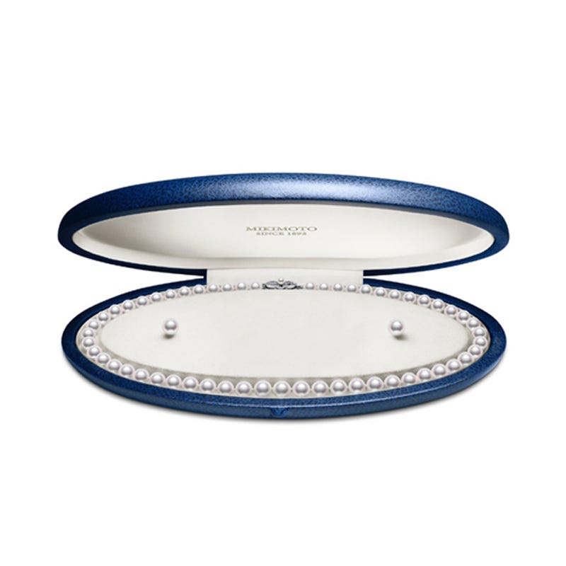 Mikimoto Jewelry - Two-Piece Set 18K White Gold Akoya Cultured Pearl Earrings & Necklace | Manfredi Jewels