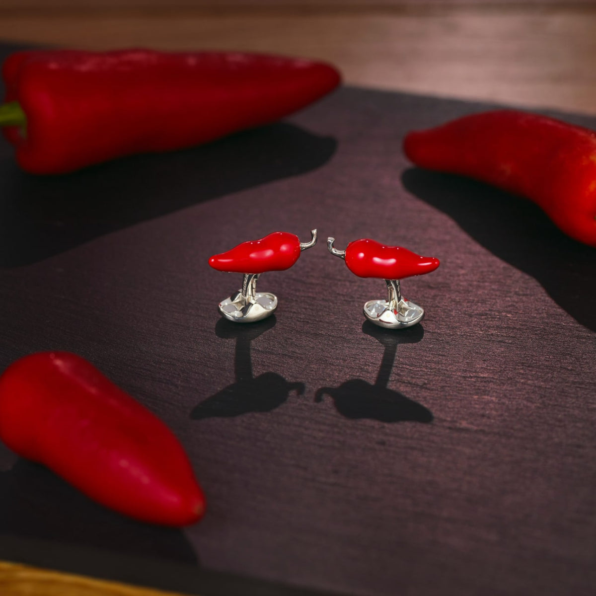 Deakin & Francis Accessories - Sterling Silver Red Hot Chillli Pepper Cufflinks | Manfredi Jewels