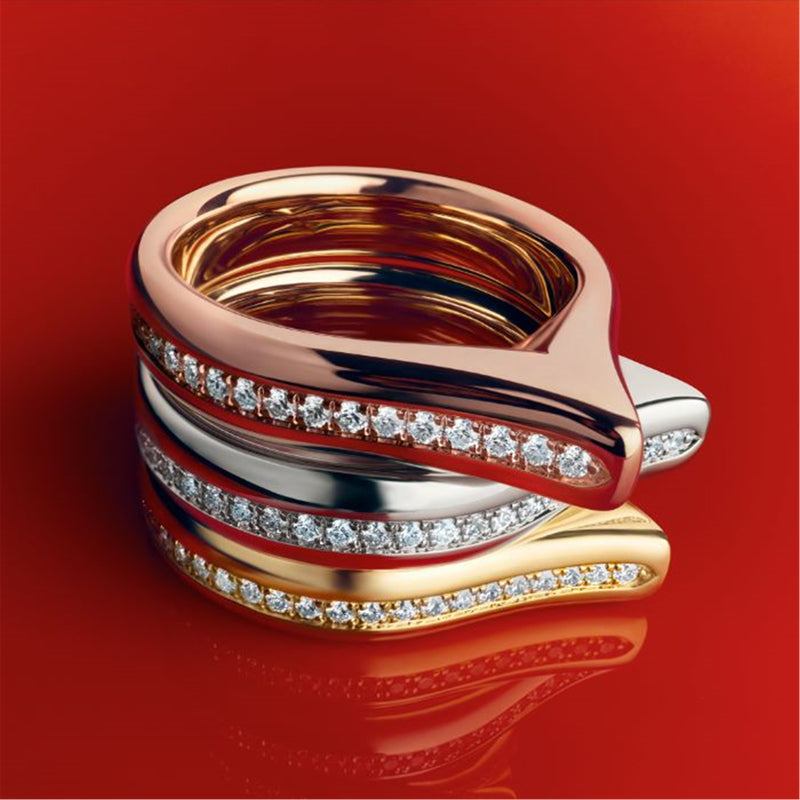 LU 18K Rose Gold Diamond Band Ring