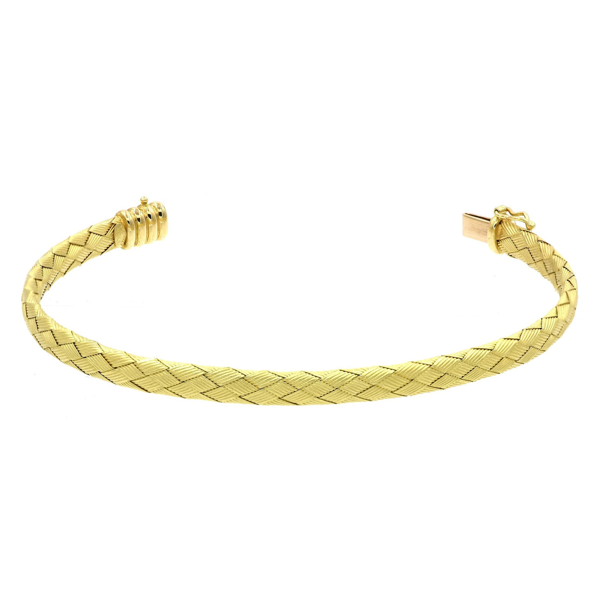 VERGANO Jewelry - Vergano Italian 18k Yellow Gold Basket Weave Flexible Bangle | Manfredi Jewels