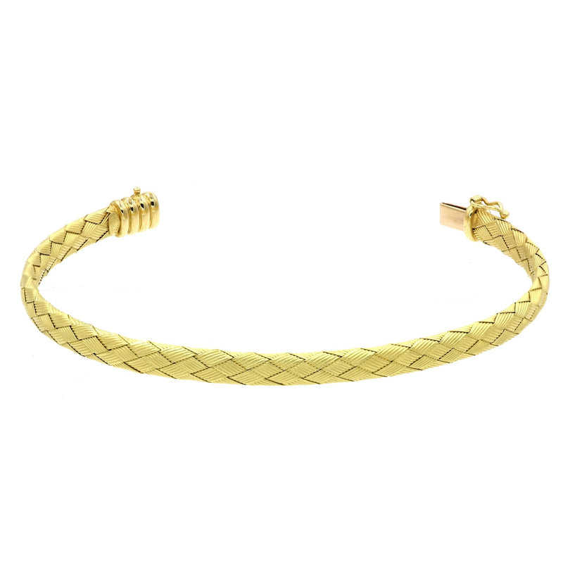 VERGANO Jewelry - Italian 18k Yellow Gold Basket Weave Flexible Bangle | Manfredi Jewels