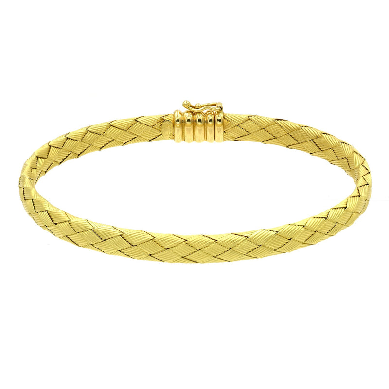 VERGANO Jewelry - Vergano Italian 18k Yellow Gold Basket Weave Flexible Bangle | Manfredi Jewels
