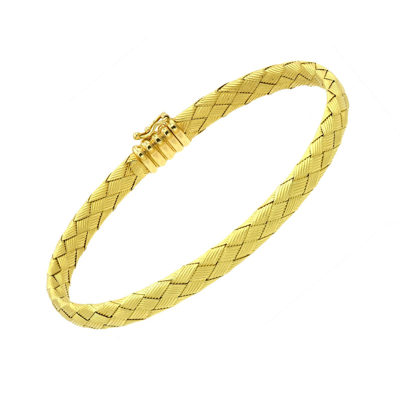 VERGANO Jewelry - Italian 18k Yellow Gold Basket Weave Flexible Bangle | Manfredi Jewels