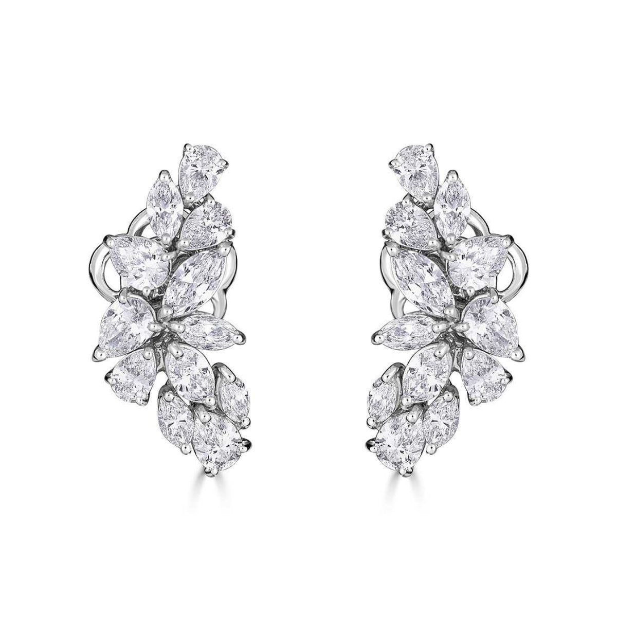 Zydo Italy Jewelry - 18K White Gold Diamond Pear and Marquise Cut Cluster Earring | Manfredi Jewels