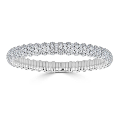 Diamond Domed 18K White Gold Stretch Bracelet