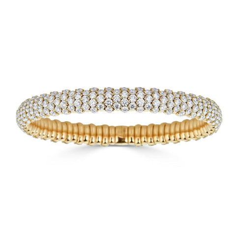 Diamond Domed 18K Yellow Gold Stretch Bracelet