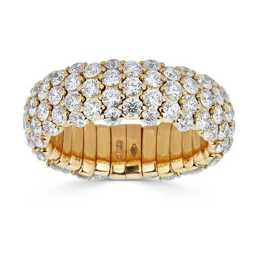 Zydo Italy Jewelry - Diamond Domed 18K Yellow Gold Stretch Small Ring | Manfredi Jewels