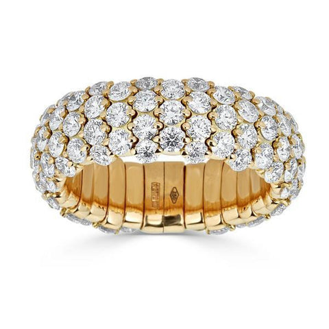 Diamond Domed 18K Yellow Gold Stretch Small Ring