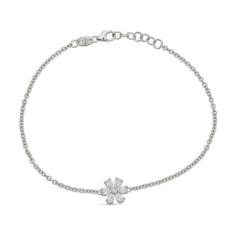 Zydo Italy Jewelry - Flower 18K White Gold Pear Shape Diamonds Bracelet | Manfredi Jewels