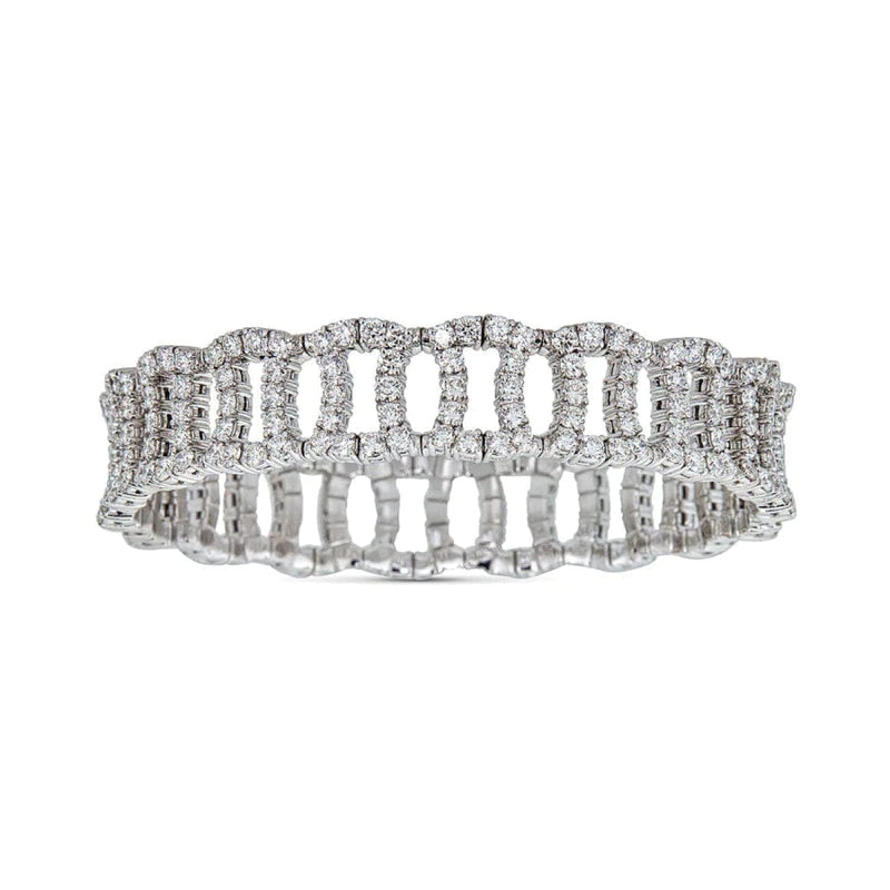 Zydo Italy Jewelry - Overlaping Stretch Diamond 18K White Gold Bracelet | Manfredi Jewels