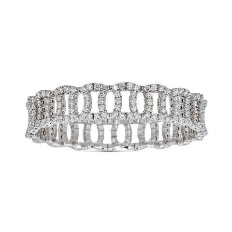 Overlaping Stretch Diamond 18K White Gold Bracelet