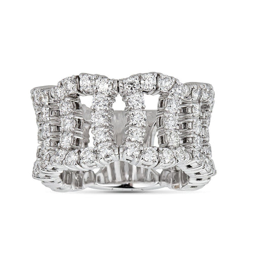 Zydo Italy Jewelry - Overlaping Stretch Diamond 18K White Gold Ring | Manfredi Jewels