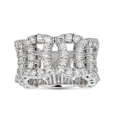 Overlaping Stretch Diamond 18K White Gold Ring