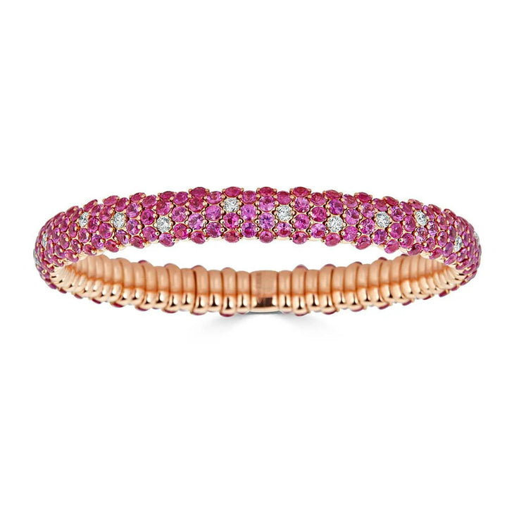 Zydo Italy Jewelry - Pink Sapphire 18K Rose Gold Domed Stretch Bracelet | Manfredi Jewels