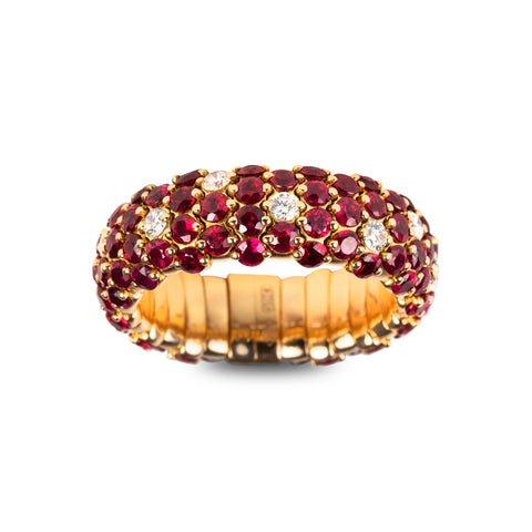 Rubies 18K Yellow Gold Domed Diamond Stretch Ring