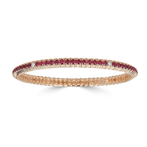 Zydo Italy Jewelry - Rubies & Diamond 18K Rose Gold Stretch Bracelet | Manfredi Jewels