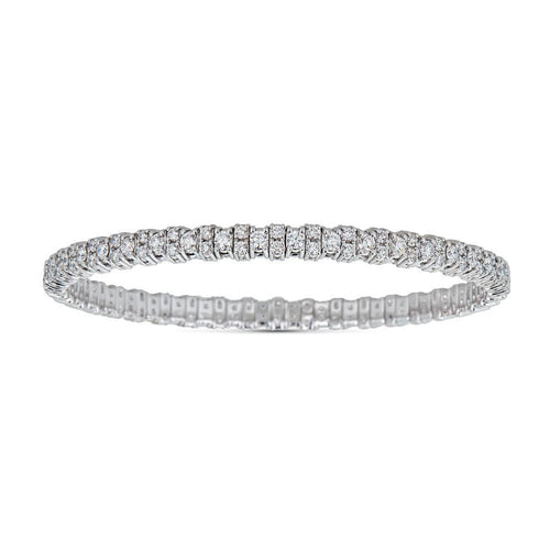 Zydo Italy Jewelry - Single & Double Diamond 18K White Gold Alternating Stretch Bracelet | Manfredi Jewels