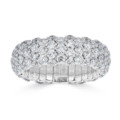 Zydo Italy Jewelry - Stretch 18K White Gold Diamond Domed Small Ring | Manfredi Jewels
