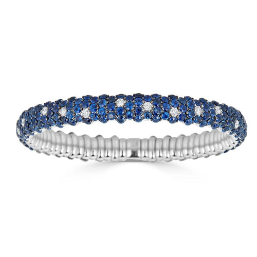 Zydo Italy Jewelry - Stretch 18K White Gold Sapphire & Diamond Bracelet | Manfredi Jewels