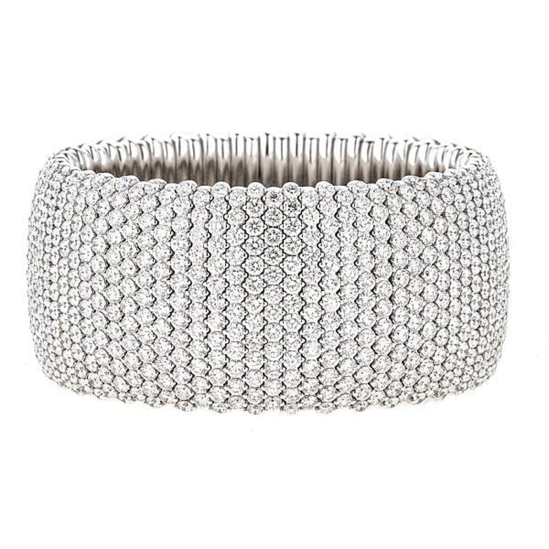 Zydo Italy Jewelry - Wide Domed 18K White Gold Stretch Diamond Bracelet | Manfredi Jewels