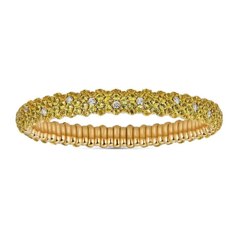 Yellow Sapphire 18K Yellow Gold Domed Stretch Bracelet