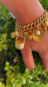 18K Yellow Gold Diana Kim England Charm Bracelet with 18 charms