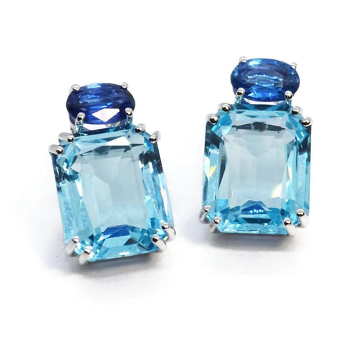 A & Furst Jewelry - Party Drop Earrings with Blue Topaz and Kyanite 18k White Gold | Manfredi Jewels