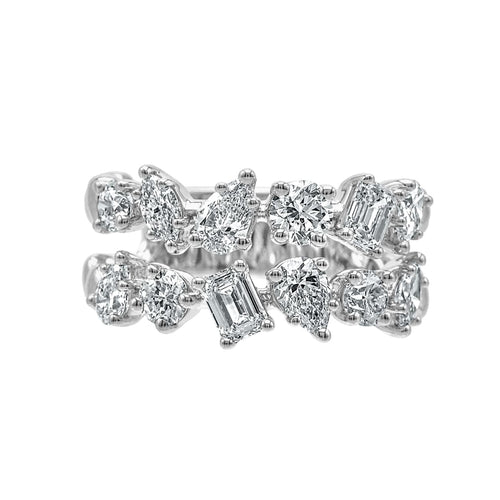 Aarzee Jewelry - 18K 2 rows of various shape diamonds ring | Manfredi Jewels