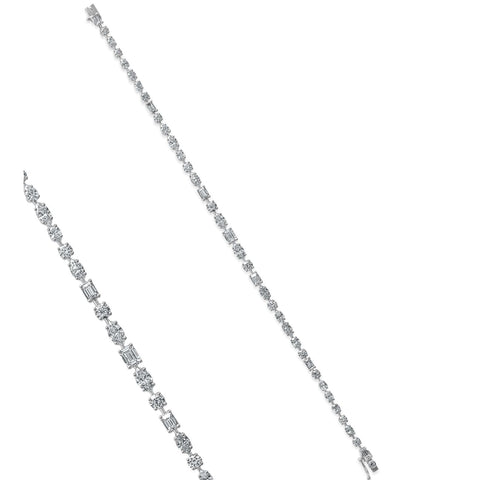 18K YG 1 Row various shape diamonds bracelet