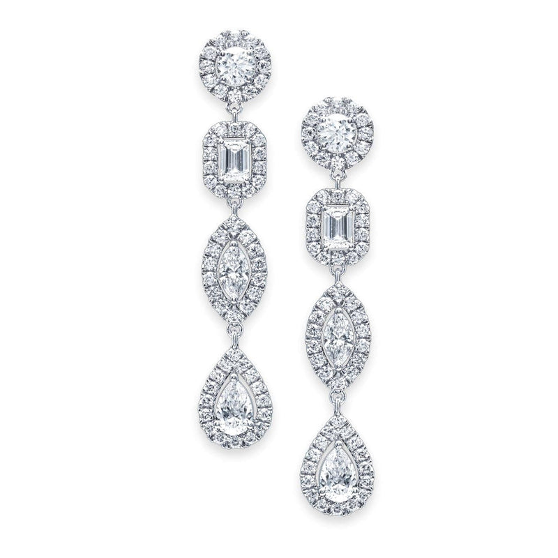 Aarzee Jewelry - 4 halo diamond various shapes earrings | Manfredi Jewels