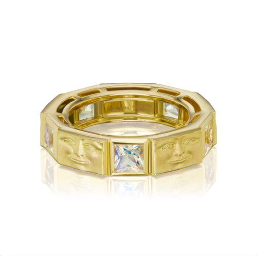 Anthony Lent Jewelry - 18KT Yellow Gold Brickface Moonstone Band | Manfredi Jewels