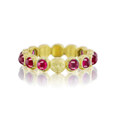 18KT Yellow Gold Cabochan Ruby Eternity Band