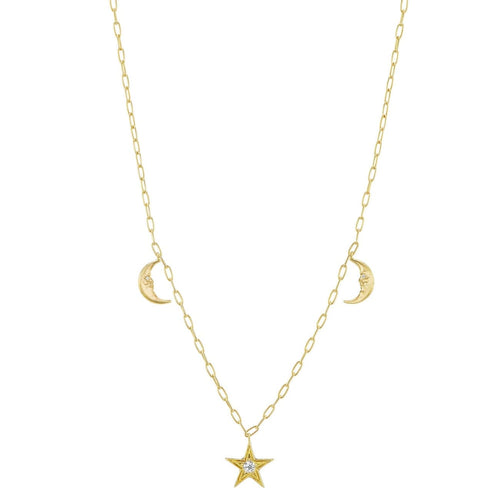 Anthony Lent Jewelry - 18KT Yellow Gold Celestial Charm Necklace with Diamonds | Manfredi Jewels