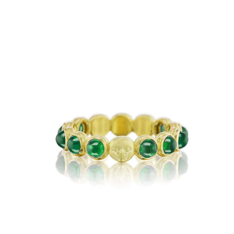 18KT Yellow Gold Emerald Cabochan Eternity Band