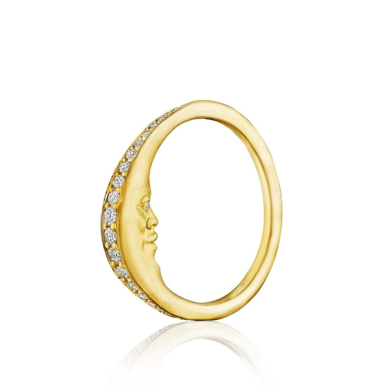 Anthony Lent Jewelry - Diamond Pavé Crescent Moonface Ring | Manfredi Jewels